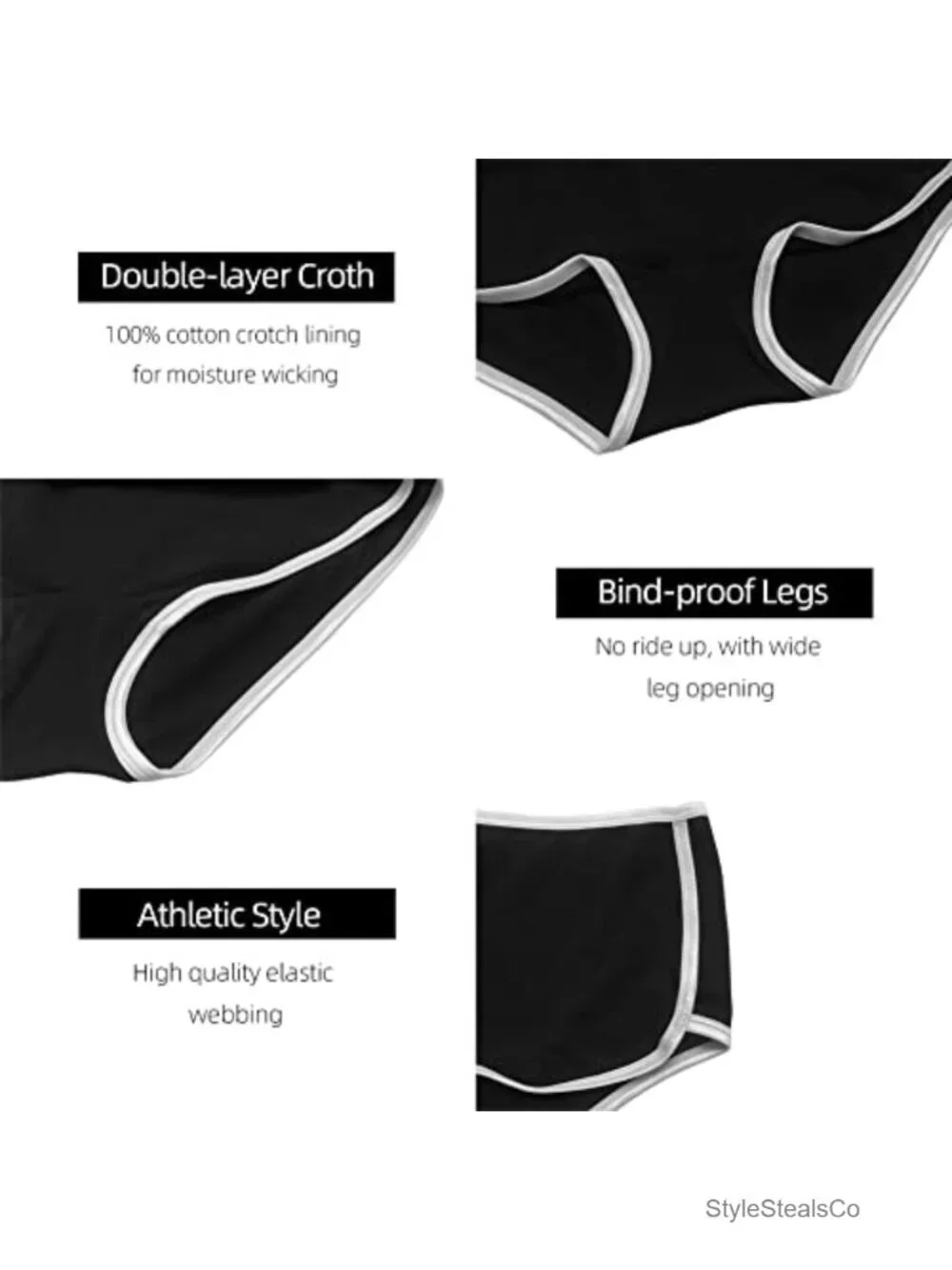 95% Cotton Stretch Boyshorts Underwear Boxer Briefs for Women - Pack of 6